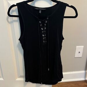 White House Black Market Black Lace-Up Tank Top